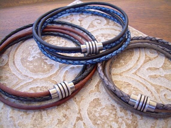 Mens Leather Wrap Bracelet Mens Leather Bracelet Mens - Etsy