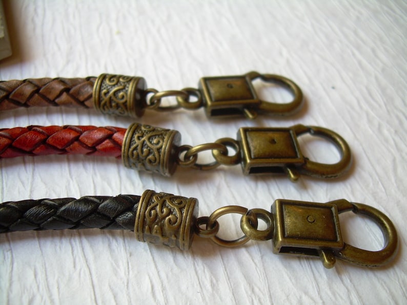 Braided Leather Necklace: Triquetra Pendant Celtic Bronze Choker image 4
