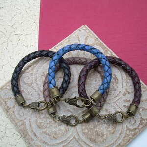 Braided Leather Bracelet: 8mm Bolo Cord with Antique Bronze Clasp