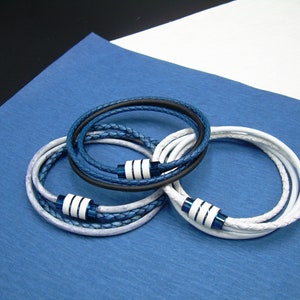 Mens Braided Leather Bracelet: Double Wrap with Magnetic Clasp