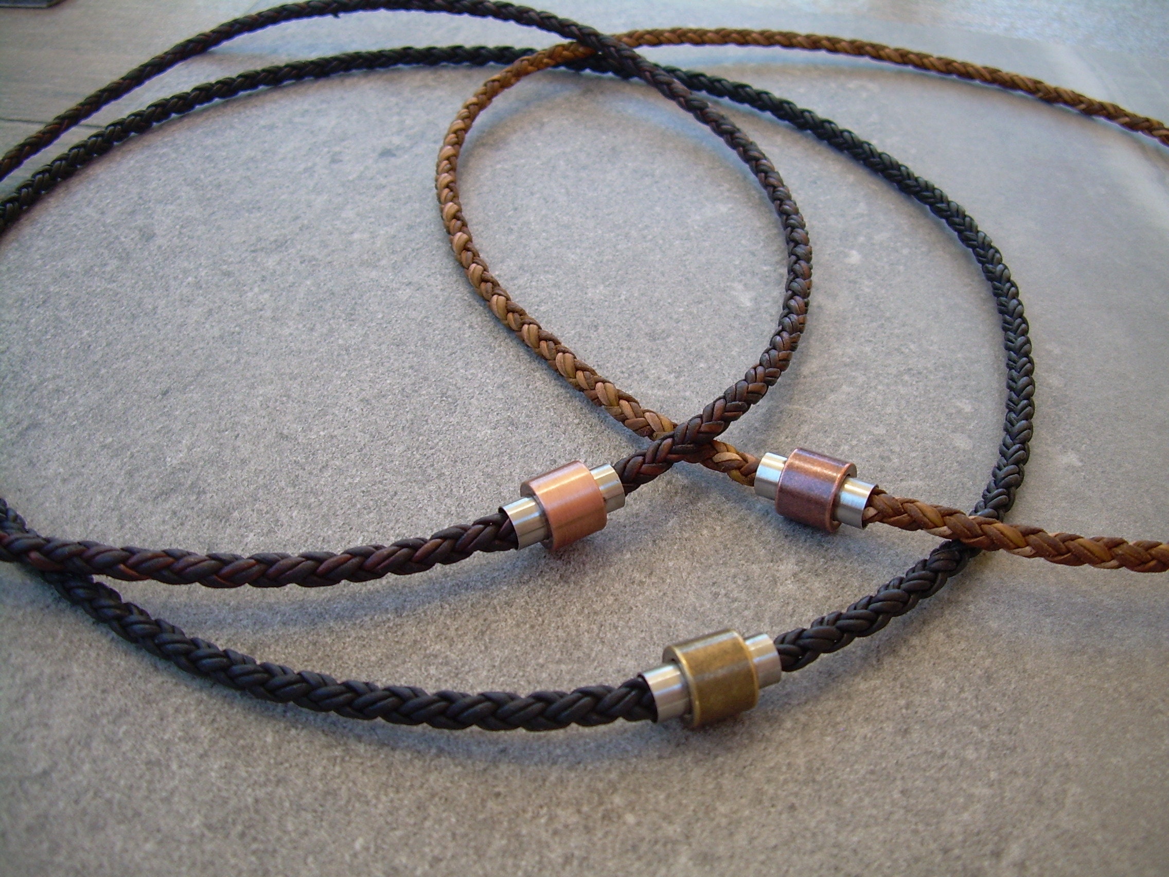 Mens Antique Brown Leather Necklace – Woven Stone Co.