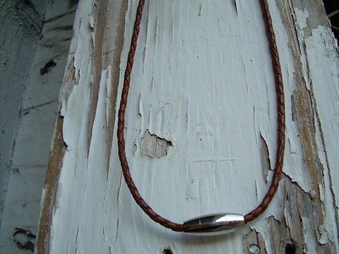 Mens Leather Necklace Braided Leather Necklace Western Style Etsy