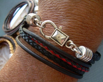 Adjustable Surfer Braided Bracelet – 2-Pack Leather & Hemp Wristband In Black & Brown, No Metal, Unisex