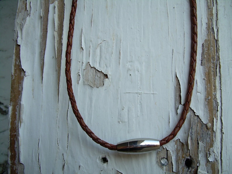 Mens Leather Necklace Braided Leather Necklace Western Style Etsy