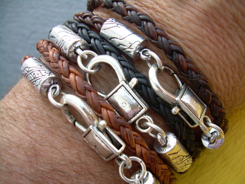 Mens Bracelets Leather Mens Leather Bracelet Double Wrap Etsy