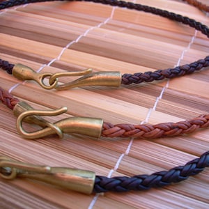 Braided Leather Necklace with Antique Bronze Hook Clasp