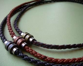 Braided Leather Necklace with Stainless Steel Magnetic Clasp, Men's Braided Leather Necklace, Leather Necklace, Mens Necklace, Choker