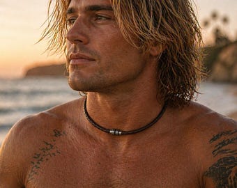 Collier en cuir tressé pour homme : fermoir magnétique en acier inoxydable