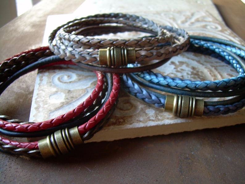 Mens Bracelets, Mens Leather Bracelets, Mens Bracelets Leather, Bracelet with Magnetic Clasp, Magnetic Bracelet, imagem 1