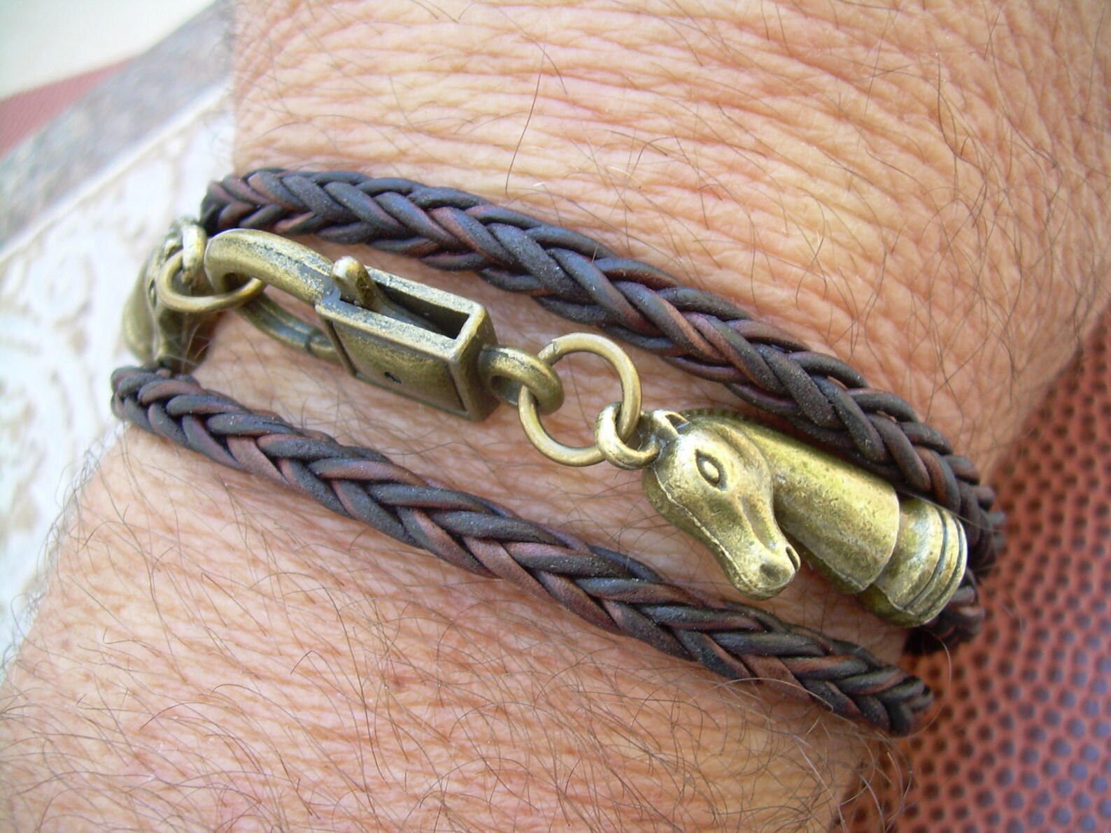 Leather Wrap Bracelet With Bronze Toned Horse Head End Caps Etsy