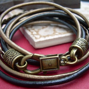 Custom Made Women's Leather Wrap Bracelet, Women's Leather Bracelets, Double Wrap Bracelet, Bronze Leather Bracelet, Leather Gift for Her,