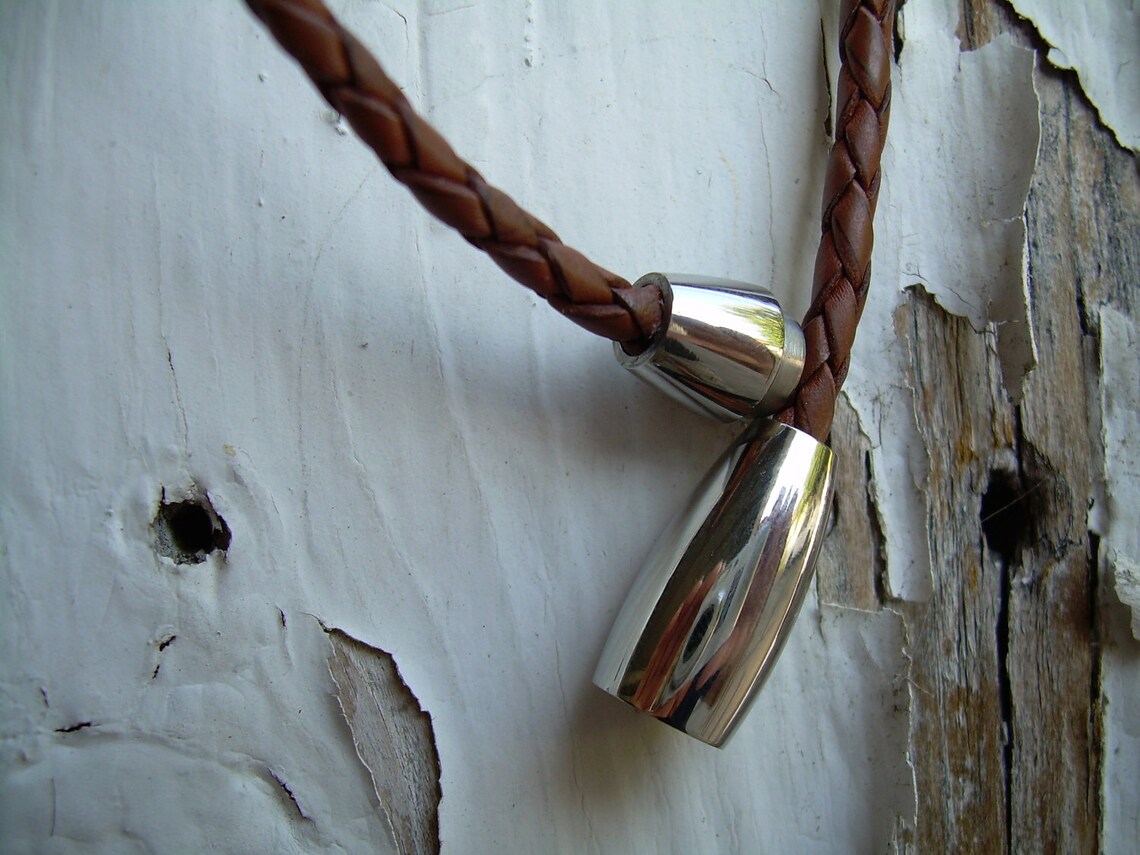 Mens Leather Necklace Braided Leather Necklace Western Style Etsy