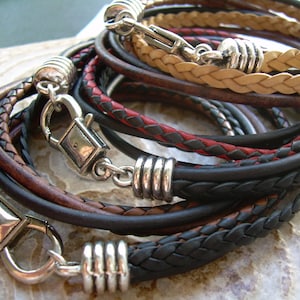Multi Strand Braided Leather Bracelet - Mens Wrap Bracelet