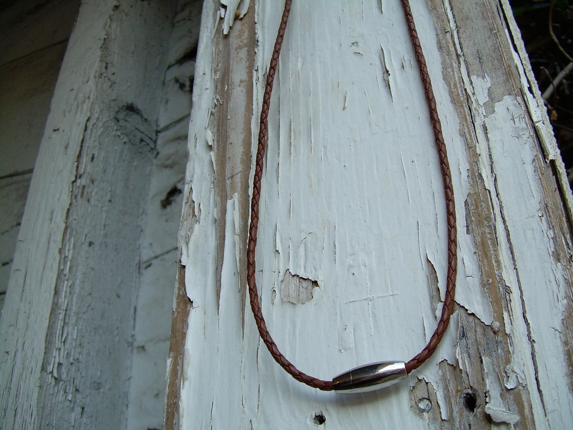 Mens Leather Necklace Braided Leather Necklace Western Style Etsy
