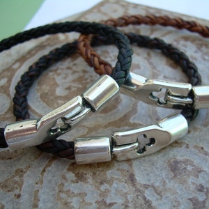 Custom Sized Mens Leather Bracelets, Mens Braided Bracelet, Leather Wristband, Mens Bracelets Leather, Mens Jewelry, Mens Bracelet, image 5