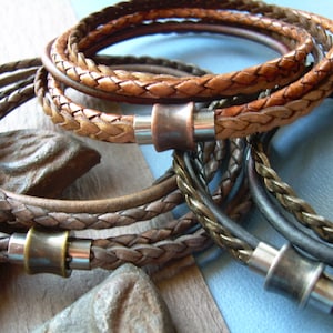 Magnetic Clasp Leather Bracelets, Mens Bracelets Leather, Womens Leather Bracelet, Double Wrap Bracelet,  Womens Jewelry, Leather Gift,