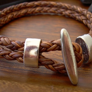 Mens Leather Bracelet, Mens Brown Braided Leather Bracelet, Leather Cuff Bracelet