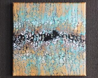 Abstract Acrylic Painting, "Deep South" Art, Painting, Wall Decor, Turquoise, Gold, Black
