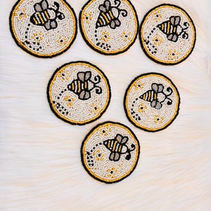 Handmade Beaded Bee Coasters – Set of 4/6 | Nature-Inspired Table Decor