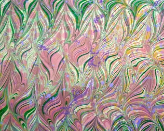 Hand Marbled Paper - Stone Pattern over Waved Get Gel
