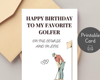Biglietto d'auguri divertente per il marito, biglietto d'auguri per il marito appassionato di golf, idea per biglietto stampabile per fidanzato giocatore di golf, download immediato