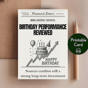 Stock Market Birthday Card for Investor, Trader, Finance Humor (Digital Download) Pun cards Birthday