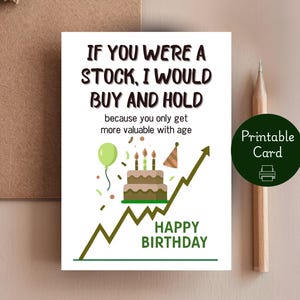 Funny Investor Birthday Card: Buy and Hold Stock Market Humor (Digital Download)