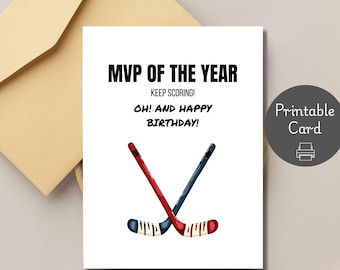 Hockey Player Birthday Printable Cards for Him Instant Download Funny card Stanley Cup Fan