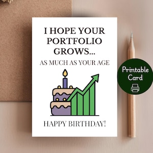 Stock Trader Birthday Card: Stock Market Invesrtor Portfolio Growth (Digital Download) Printable Pun cards Birthday