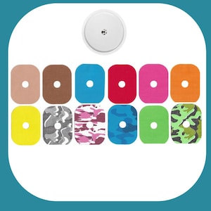 Può includere: Assortimento di 12 adesivi colorati e con motivi per un dispositivo rotondo. Gli adesivi sono di vari colori, tra cui rosa, blu, verde, giallo, marrone e motivi mimetici.