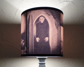 Nosferatu Lampshade lamp shade - lighting, Halloween decor, gothic home decor, classic horror movie, vampire, morbid, table light shade,gift