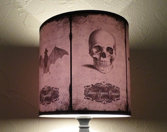 Gothic Home Decor Lamp Shade Lampshade Halloween curiosities - skull lamp shade, cabinet of curiosities, oddities, bat lampshade,witch decor