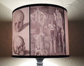 Anatomy lamp shade lampshade Requiescat In Pace - skull lamp shade, lighting, Gothic Halloween decor, skulls, dark decor, Spooky Shades