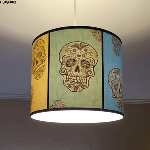 Skull lamp Rainbow Sugar Skulls pendant lamp shade lampshade sugar skull, unique lighting, calavera,Day of the Dead,mexican decor,bohemian image 2