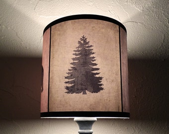 Pine tree art lamp shade lampshade Woods Shadows - holiday home decor, Scandinavian Christmas, winter, christmas tree, lumberjack, woodland