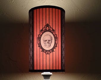 Halloween Decor orange Skull Lamp Shade Lampshade - unique lighting, Halloween decorations light, gothic, skull housewares,striped lampshade