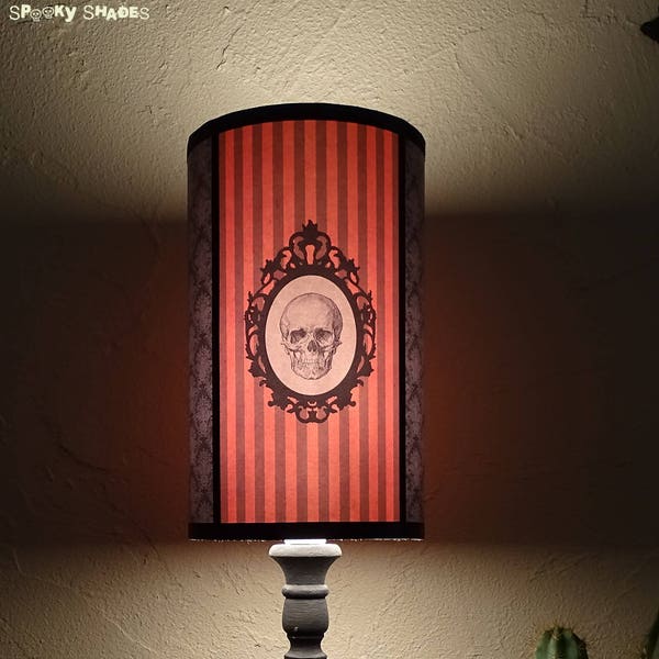 Abat jour crâne tête de mort Baroque Skull Orange - déco gothique, luminaires, Halloween, Spooky Shades, cadeau original, personnalisable