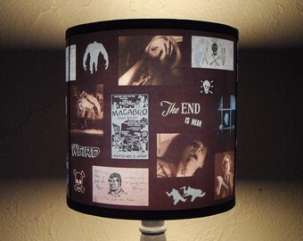 Blue Horror Lamp Shade lampshade - unique lighting, halloween decor, classic horror movie, night of the living dead, blue lamp shade, spooky