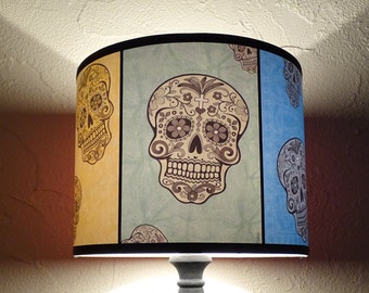Rainbow Sugar Skulls Lamp Shade Lampshade - SPOOKY SHADES, skull lamp shade, sugar skull decor, calavera, Day of the Dead,mexican decor,boho