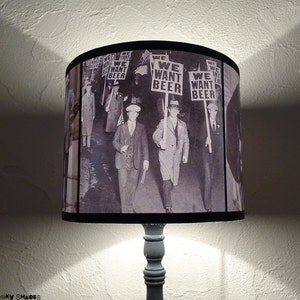 Prohibition era black and white accent lamp shade lampshade - lighting, mens gifts, roaring 20s,old pictures,beer,alcohol, housewarming gift