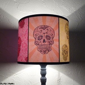 Mexican Sugar Skulls, Calaveras Lamp Shade Lampshade - skull lamp shade, rockabilly, Halloween decor, Mexican decor, bohemian,rainbow colors