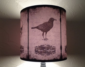 Raven crow lamp shade lampshade  - Witch decor, Halloween decor, cabinet of curiosities, goth decor, wicca, raven, crow, owl, bat, spider