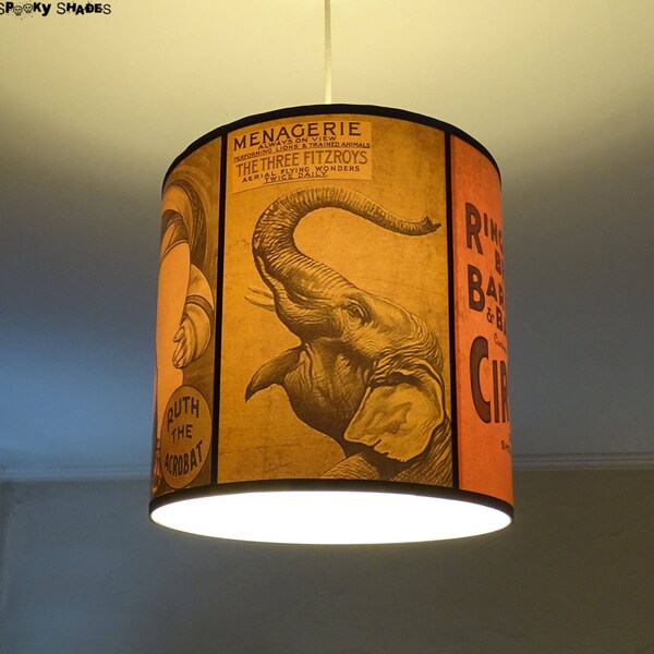 Circus Sideshow gele plafond hanglamp schaduw lampenkap - olifantslamp, Victoriaanse tijdperk lamp, hanglamp, boho decor, verlichting