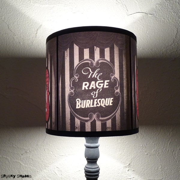 Burlesque Cabaret black lampshade lamp shade or ceiling pendant - lighting, pin up girls, burlesque dancer, boudoir, striped lamp shade