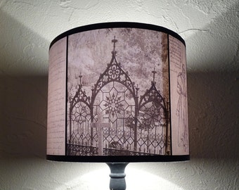 Gothic décor lamp shade lampshade or ceiling pendant - lighting, Gothic home, goth, skull, Spooky Shades, cemetery, graveyard, Halloween