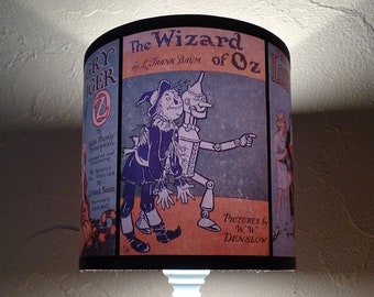 The Wizard of Oz book covers lamp shade lampshade - children's decor, bedside lamp, kids decor, literary gifts, orange and blue lamp shade