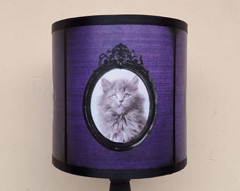 Cute kitten Cats purple Victorian Lamp Shade Lampshade - Gothic home decor, ultra violet decor,cat lover gift,childrens lamps, girls bedroom