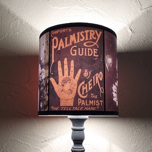 Palmistry orange lamp shade lampshade - lighting, Halloween decor, witch decor, orange lampshade, palms reading, witchcraft, pagan decor