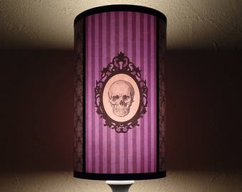 Purple Skull Striped Lamp Shade Lampshade - ultra violet home decor, Gothic home accessories, gothic gifts for her, gothic home decor,damask