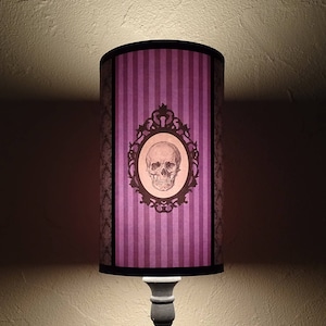 Purple Skull Striped Lamp Shade Lampshade - ultra violet home decor, Gothic home accessories, gothic gifts for her, gothic home decor,damask